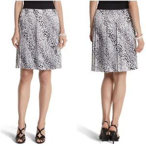 White House Black Market Leopard Satin Pleated Skirt